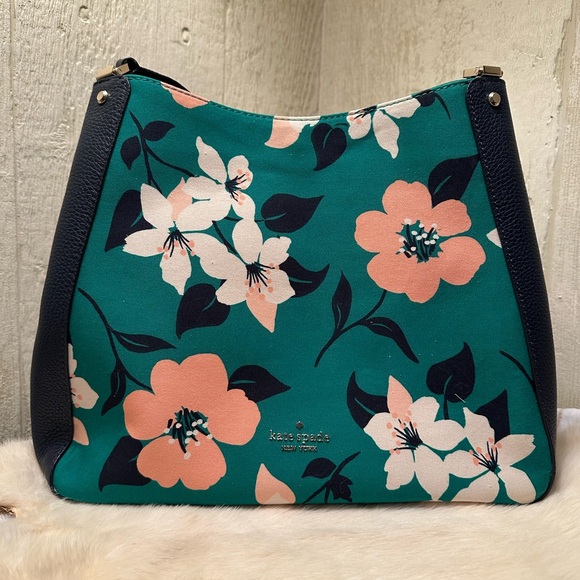 kate spade Handbags - Kate Spade Leila Medium in Lily Blooms Green Multi Shoulder Bag